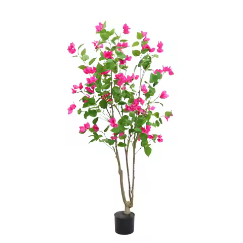 4.9ft Bougainvillea Artificial Tree With Flowers And Leaves In Pot, Faux Blooming Tree, Realistic Fa