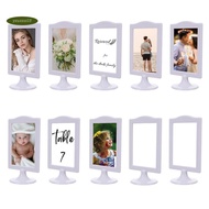 Double Sided Standing Picture Frames 4x6 Inch 2 Side Pedestal Picture Frames Plastic White Photo Fra