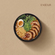 EMJOUR Double-Sided Embroidery Charm-Ramen | Japanese Cuisine Fun Food Souvenir Gift Key Ring Bag Ac