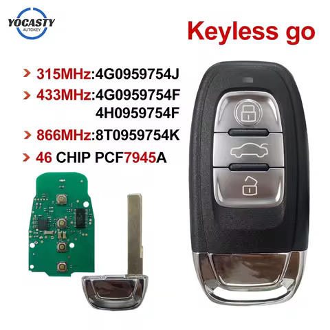 For Audi A4 A5 A6 A7 S5 Q5 2011 2012 2013 2014 2017 2018 PCF7945A Keyless Smart Key 4G0959754J 8T095