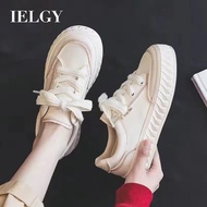 IELGY Women's white leather shoes campus style casual shoes