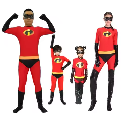 ABC123The 2 Mr Mrs Incredibles Cosplay Elastigirl Spider Family Adult Kid Costume Boy Jumb;6'j,k.9;a