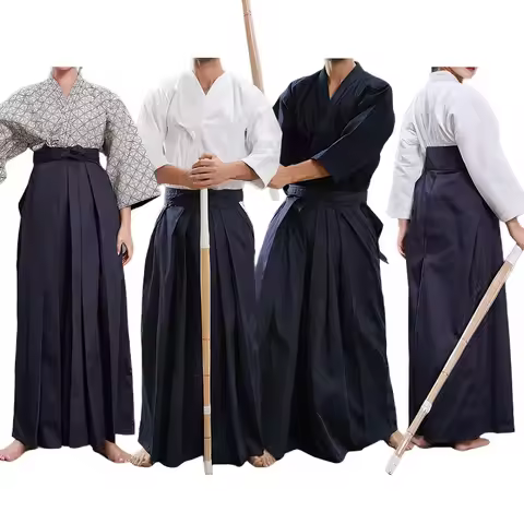 Aikido Gi Uniform Cotton Hapkido Pants Kendo Hakama Black Deep Blue White Japanese Samurai Tradition