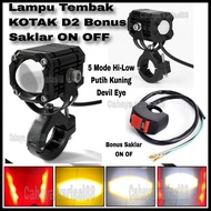 CAHAYA MERAH D2 Mini Spotlight RedDEVIL Plus Bright Light Switch 5 Modes/ D2 Mini Square Spotlight R