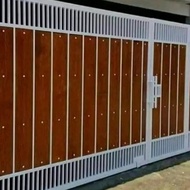pintu pagar minimalis grc motif kayu