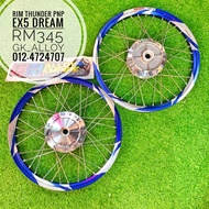 🔥🔥RIM ALLOY THUNDER BIRU + HUB CHROM + LIDI CHROM PNP EX5 DREAM🔥🔥