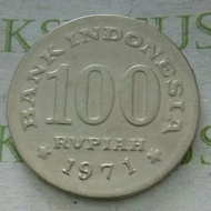 koin 100 rupiah tebal uka2 th 1971.