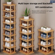 DIY Stackable Shoe Rack Multi-Layer Storage Free Combination Outdoor Bamboo Wooden Cabinet Organizer