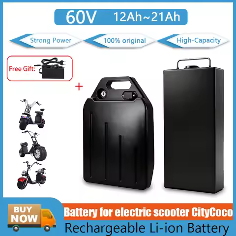 60V 12Ah-21Ah 18650 Lithium Battery Removable with Charger Waterproof for Harley Citycoco Electric M