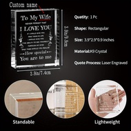 【Custom】1pc Gifts for Wife Crystal Keepsakes Wife Christmas Birthday Gift Ideas Anniversary Wedding