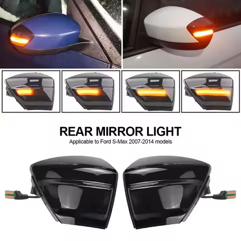 Car Dynamic LED Turn Signal Lights Rearview Mirror Indicator Blinker Repeater For Ford S-MAX CD340 K