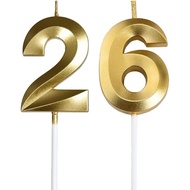 Gold 26th & 62nd Birthday Candles,Gold Number 26 62 Cake Topper for Birthday Decorations Party Decor