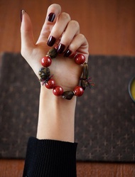 14mm硃砂沉香手串 天然原礦高含量紅砂鶯歌綠奇楠沉香本命年吉祥