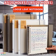 A5/B5 Loose Leaf Refill Binder Notebook Replacable Metal Ring Writing Book Bullet Line/Grid/Cornell