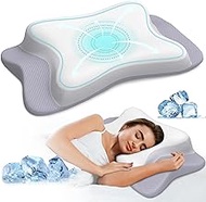 Cervical Pillow for Neck Pain Relief, Ergonomic Memory Foam Pillows with Cooling Pillow Case, Adjustable Orthopedic Bed Pillow for Sleeping, Contour Neck Pillow for Side Back Stomach Sleeper