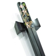 porcelain black peony design | Ebony Wood Chopsticks and Holders Dining Set
