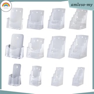 RD [AmlesoMY] Acrylic Brochure Holder Flyer Holder Rack Transparent Table Stand Display Stand for Ma