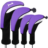4 Pack Golf Club Head Covers for Woods Hybrids-Interchangeable Number Tag Fits All Wood Hybrid Men W