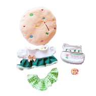 Adventure Toy 1 Set Doll Skirt Set Cute Hat Printed Bib Mini Drawing Board Accessories Doll Dress Up Six-piece Set Skirt Shoes Dress Set Idol Doll Clothes Pretend Game Doll Skirt Set