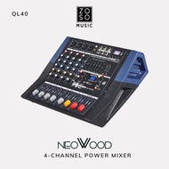 NEOWOOD QL40 POWER MIXER 4 CHANNEL WITH MP3 USB & BLUETOOTH RECEIVER (POWERED MIXER/ POWER AMP/ AMPL