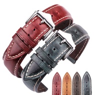 ✼☍❅ Cowhide Watchbands 18mm 20mm 22mm 24mm Blue Yellow Green Women Men Genuine Leather Vintage Wrist Watch Band Strap Belt