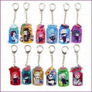 HT Jujutsu Kaisen Keychain Acrylic Keyring Gojo Satoru 6cm Cute Double Side Itadori Yuuji Anime Key 