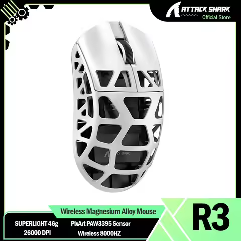 ATTACK SHARK R3 Magnesium Alloy Mouse, Wireless 8K Mouse, 46g SUPERLIGHT, PixArt PAW3395 Gaming Sens