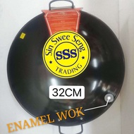 Non Stick Double Handle Enamel Wok / Kuali Hitam / Kwali Hitam (32cm / 35cm / 38cm / 40cm / 43cm / 4