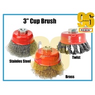 3" Cup Brush Stainless Steel / Twist / Brass