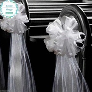GentleHappy Church Wedding Pew Bows With Long Tulle Tails Chair Aisle Decor Wedding Car Decoration F