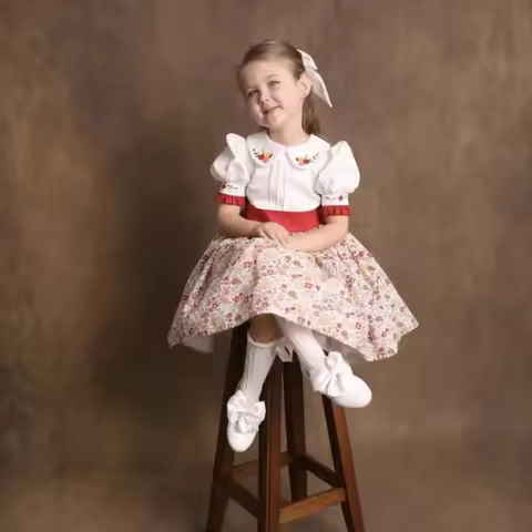 0-12Y Baby Girl Summer Handmade Embroidery Floral Dress for Birthday Baptism Wedding Eid Casual B309