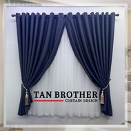 B17 Ready Made Curtain 90% Blackout Siap Jahit Langsir (Hook/Eyelet) Kain Tebal 100% Polyester Black