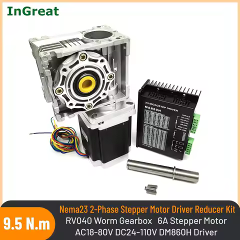 Nema34 9.5Nm 6A 2 Phase Stepper Motor RV040 Ratio 5:1-80:1 10:1 Worm Gearbox Speed Reducer 7.2A DM86