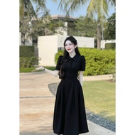 Women's Dress with pointed lotus neck design with pleated flare buttons Ommi Dress