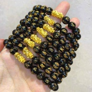 ✻ ❖ 24K Piyao Bracelet, Black Obsidian Bracelet, Piyao