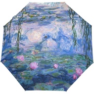 Payung Lipat Vipsk Lukisan Bunga Teratai Claude Monet, Payung Perjalanan Tahan Angin, Payung Perjala