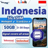 Indonesia esim Unlimited 4G/5G Data 3-30 days 【50GB High Speed Data】Bali Island travel esim 印尼上网卡【To