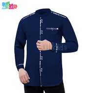 ulikids baju koko dewasa muslim kombinasi batik lengan panjang - navy dewasa l