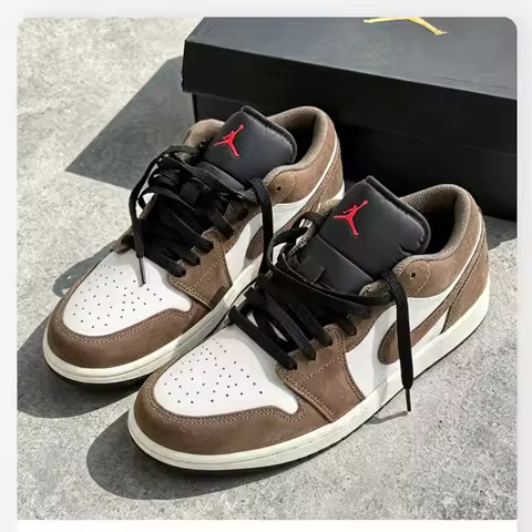 Nike Air Jordan 1 Low AJ1 Men's Shoes Black White Brown Shadow Fashion Retro Basketball Shoes Sneake