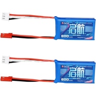 Bateri LiPo Gensace 7.4V 2S 15C 600mAH dengan Penyambung JST 2Pin, Bateri Lithium Polimer Boleh Cas 