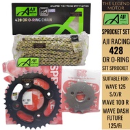 AJI RACING 428 ORING KLO CHAIN RANTAI GOLD EMAS STT SPROCKET SPOCKET SPOKET SPROKET WAVE DASH FUTURE