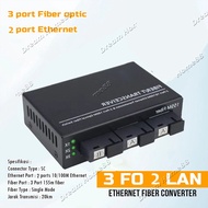 Ethernet Switch 3F2E Fiber Optic Media Converter Single Mode 2 Rj45 And 3 Sc Port 10/100Mbps Original Imported