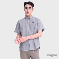 GALLOP : OXFORD CASUAL SHIRT เสื้อเชิ๊ตผู้ชายแขนสั้น สี Light Gray - เทาอ่อน (GAS26SSX2003)