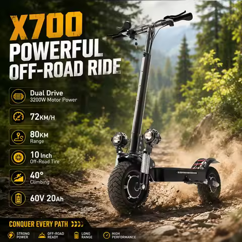 72KM/H Electric Scooter for Adults Dual Motor Drive X700 Foldable E Scooter 80KM Long Range Scooter 