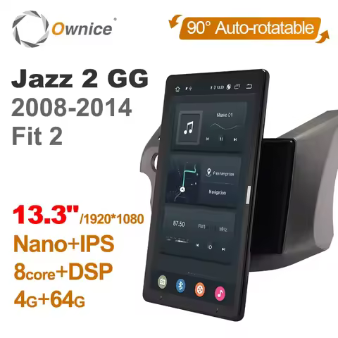 Style 13.3" Android 10.0 Car DVD Player 1920*1080 Auto Rotatable For Honda Jazz 2 GG Fit 2 2008-2014