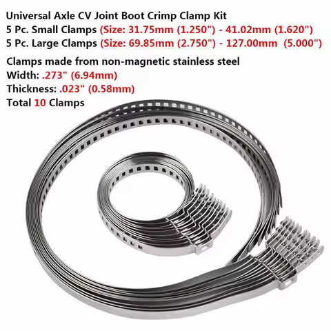 10Pcs Universal Stainless Steel Clamp Clips For Driveshaft CV Joints Boot Kit Axle CV Joint Boot Cri