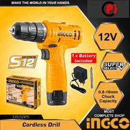 INGCO Mesin Bor Baterai 12V Li Ion Cordless Drill Untuk Besi dan Kayu