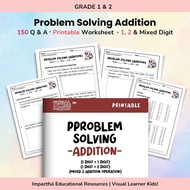 [PDF] 78 Pages - 150 Problem Solving Addition Worksheet For Kids | 1 Digit, 2 Digit, Mixed Addition 