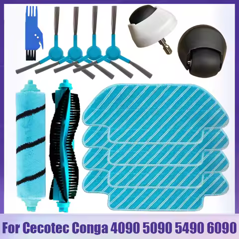 For Cecotec Conga 4090 4490 4690 5090 5490 6090 Robot Vacuum Cleaner Side / Soft Roller Brush Mop Cl