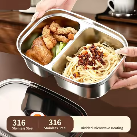 304 Stainless Steel Lunch Box Divided Bento Box Microwave Safe Food Container Portable Lunch Box Stu